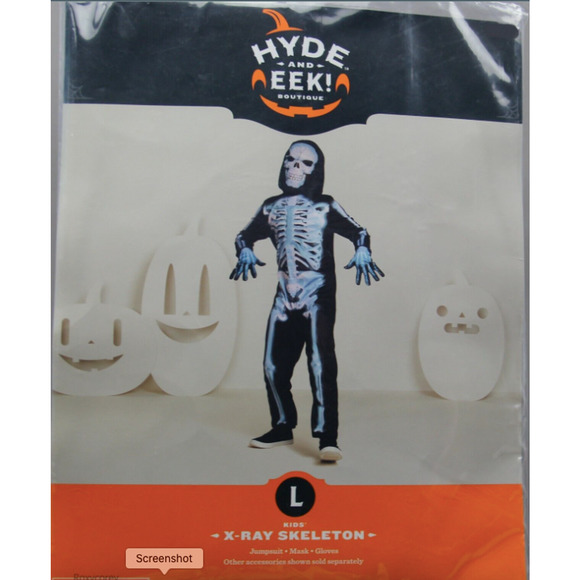 NEW Boys Girls Hyde & Eek X-Ray SKELETON Halloween Costume Size Large 12/14 - Picture 2 of 3